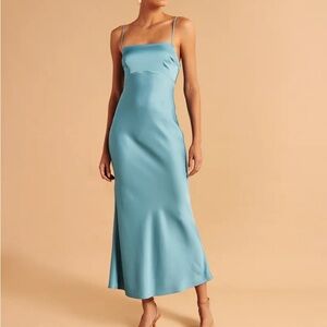 Abercrombie & Fitch Blue Satin Cowl Back Slip Dress | XS Petite